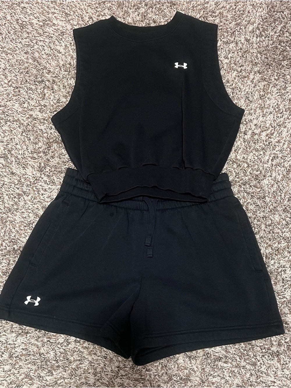 Under Armour Black Performance Crop Tank & Shorts Set